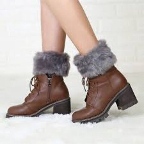 Gray Faux Fur Boot Cuffs , NWOT - Picture 1 of 5